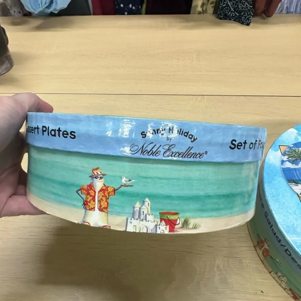 Sunny Holiday by Noble Excellence Set of 4 Stoneware salad/dessert plates EUC